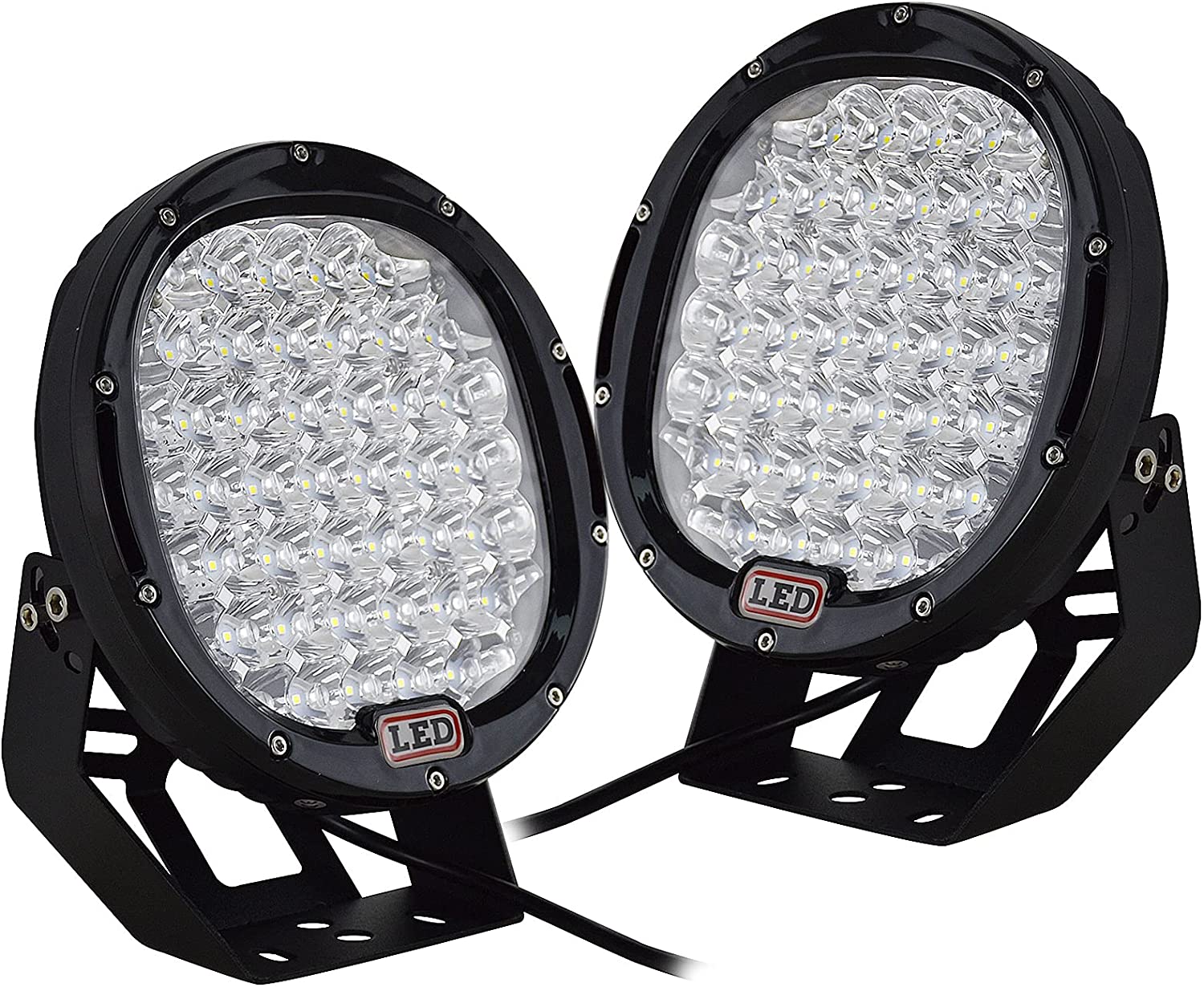 96 Watt 9 Inch  Black Spot Round Led Work Light Bar Off Road Lights Set Of 2 9500 Lumens