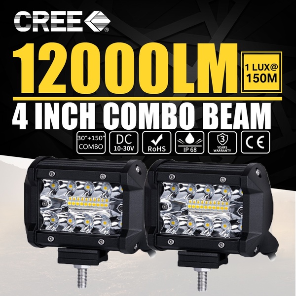 2X 60W 4INCH Spot 20 LED Work Light Bar Lamp COMBO SPECIAL