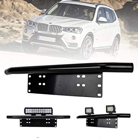 Lite Way 23inch License Plate Holder And Light Bar Mount Aluminum Bull Bar Style Front Bumper Number Plate Frame