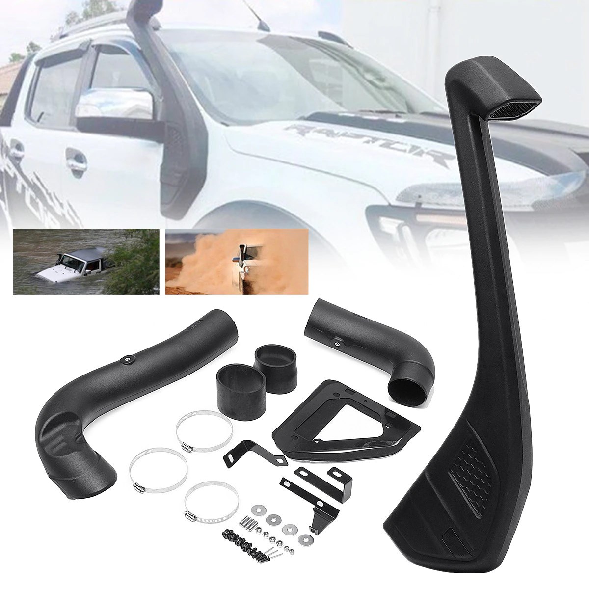 Ford Ranger T7 Matte Black Raised Air Flow Intake Off Road Snorkel 2016 Onwards - Image 2
