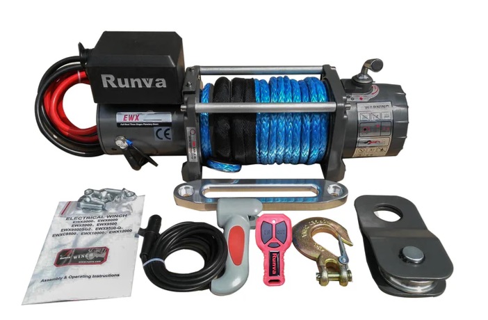 9500LBS – RUNVA WINCH 12V WITH SYNTHETIC ROPE (9 500LBS = 4 309KG) – VERY POPULAR! – RW9500S