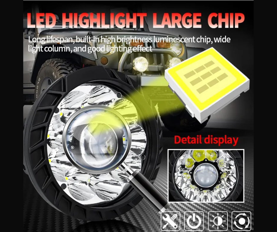 7" 110 Watt LED Spotlights (Set of Two) - 8000 Lumens per light - Image 4
