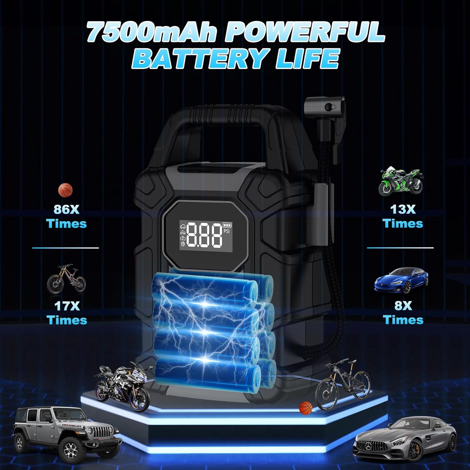 Portable Air Compressor LRG 12000MAH/2.5BAR - Andowl - Image 7