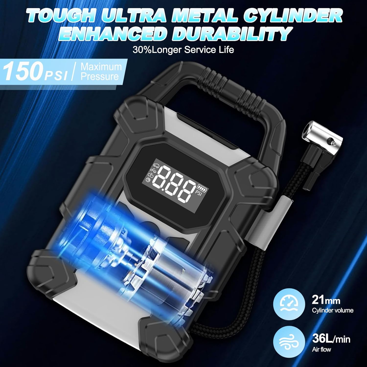 Portable Air Compressor LRG 12000MAH/2.5BAR - Andowl - Image 4