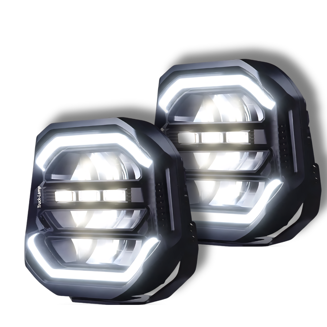 Truck Lamp 9 Inch 360 Watt Spot Lights with DRL and Covers Set of Two