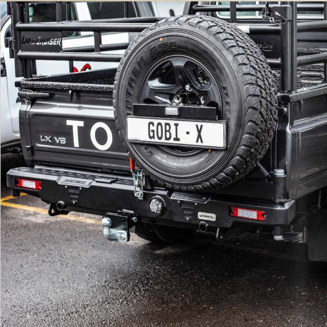 Land Cruiser LC79 Premium Rear Bumper With RHS Wheel Carrier (2000-Present) – Gobi X – PTMTOY-1001 & PRMTOY-1002