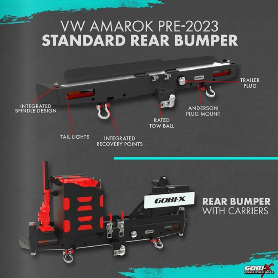 VW Amarok Rear Bumper Pre 2023 (2012-2022) with RHS Carrier - Gobi-X - VW0001 & VW0002 - Image 3