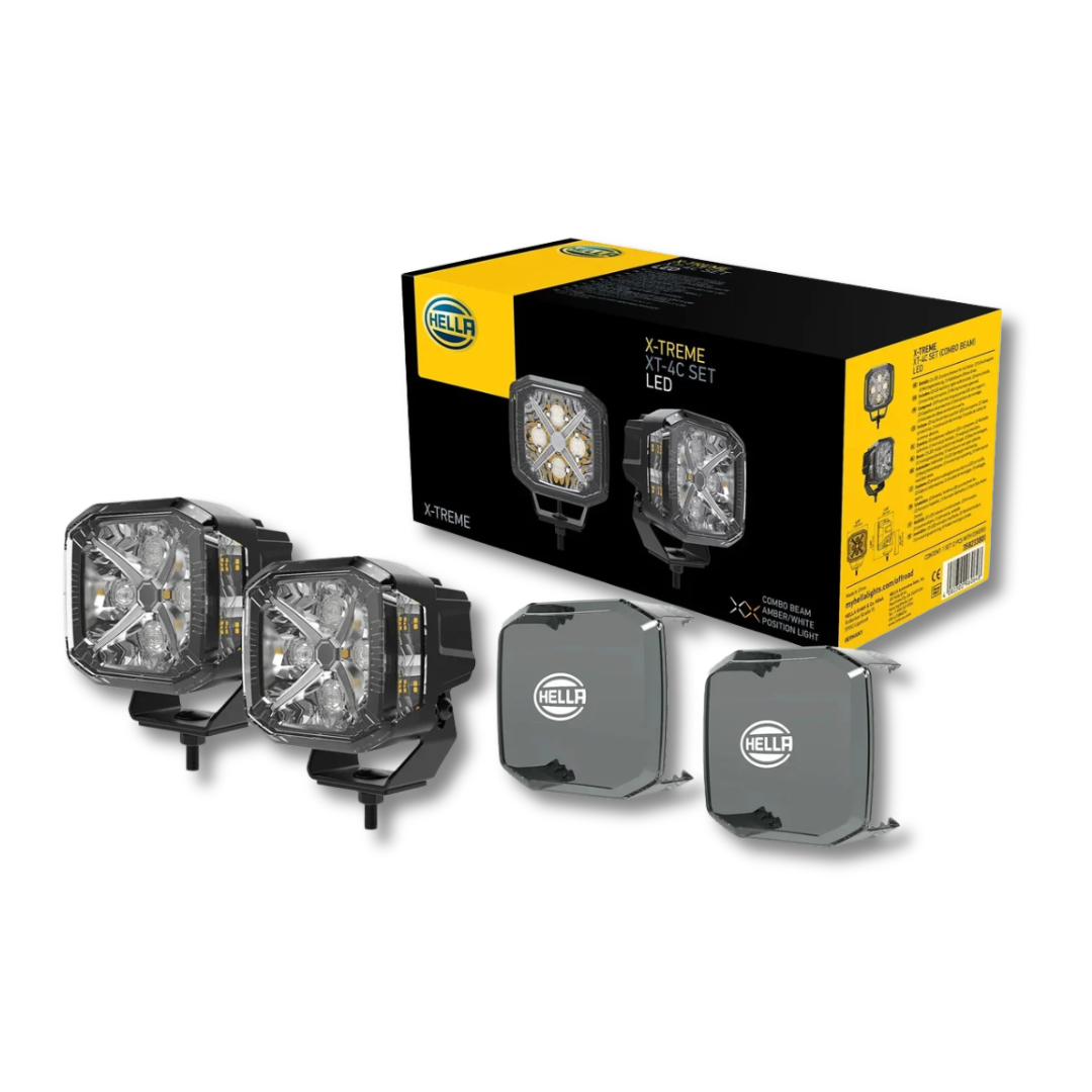HELLA X-TREME XT-4C 4.3″ LED Cube Light – Combo Spot & Flood Beam with White/Amber X Position Light